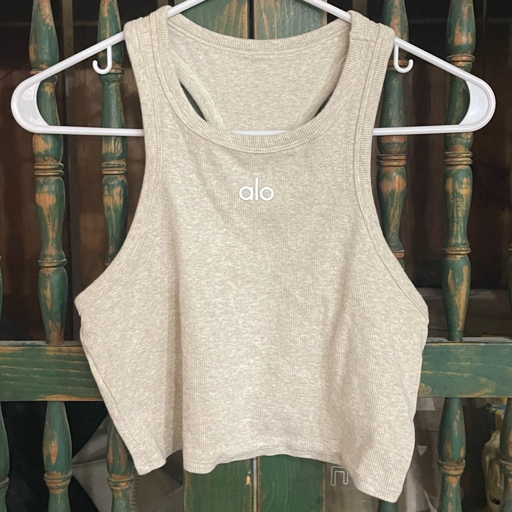 Like-new ALO Aspire Tank in Oatmeal Heather/White - M/L - Picture 2 of 5